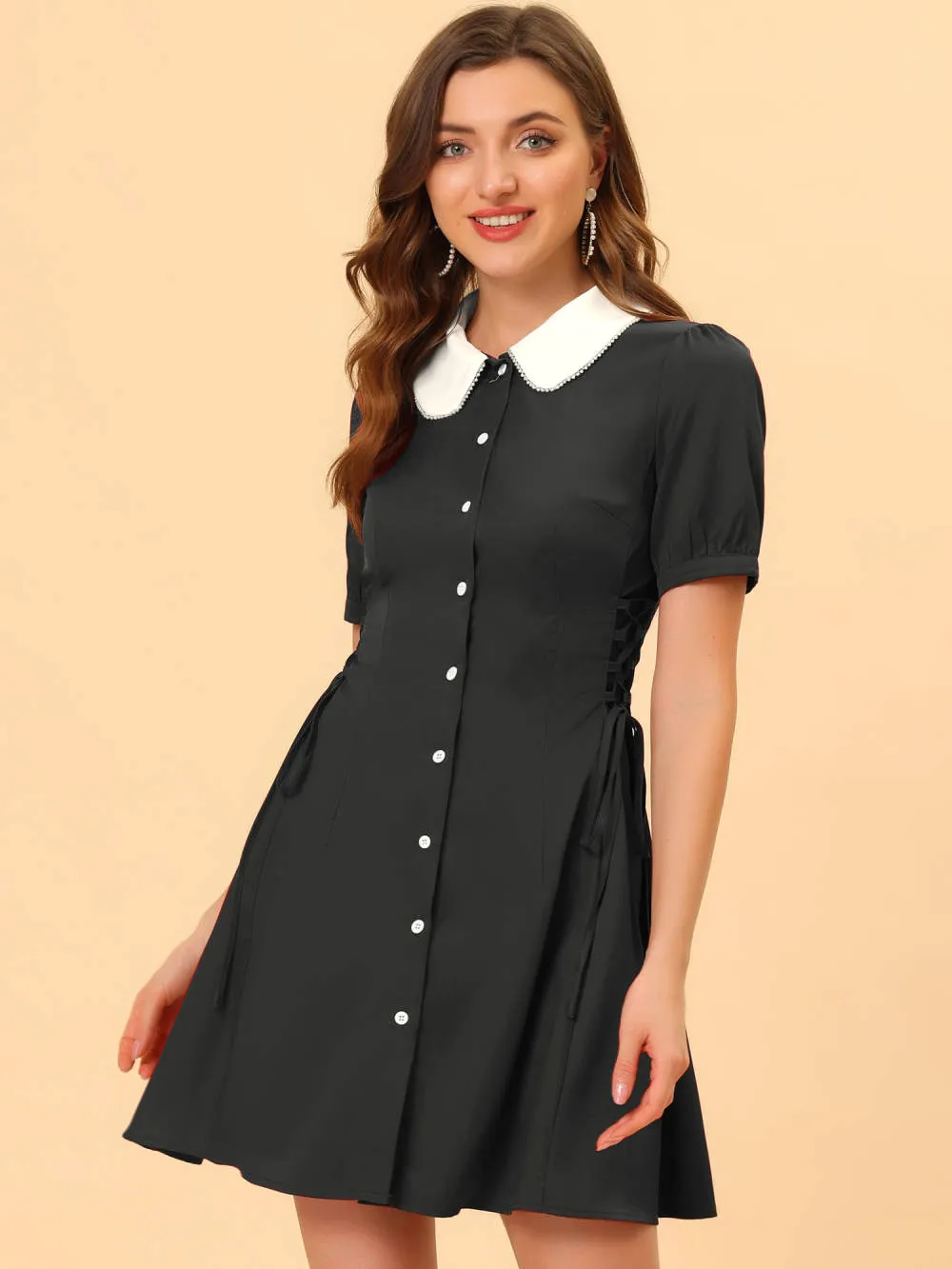 Allegra K- Vintage Lace Up Button Down Dress sold by Reitmans product image thumbnail 2