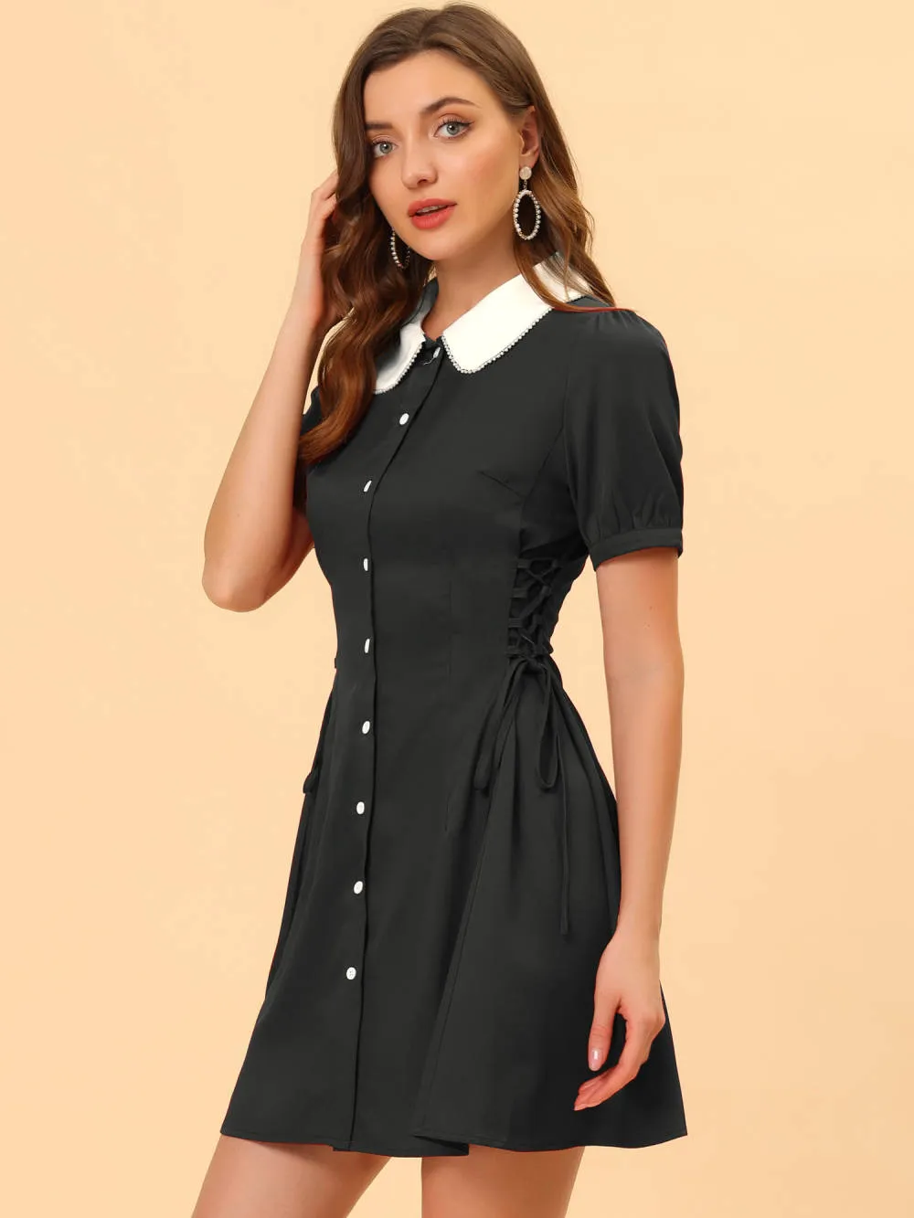 Allegra K- Vintage Lace Up Button Down Dress sold by Reitmans product image thumbnail 3