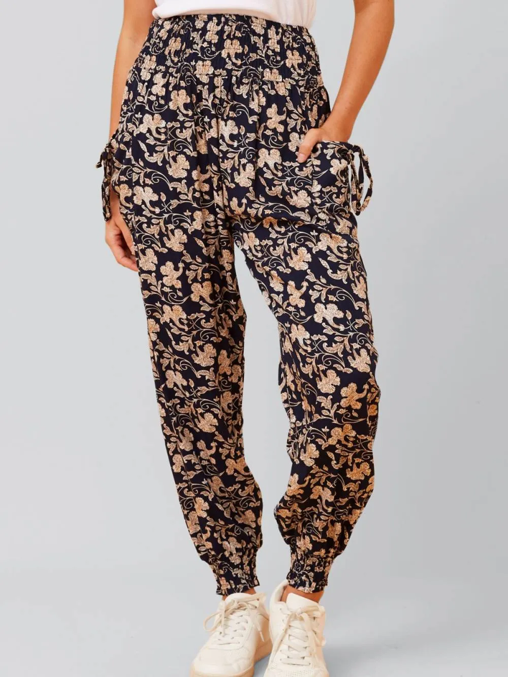 Annick - Edna Pants Harem Boho Smocked Waist sold by Reitmans