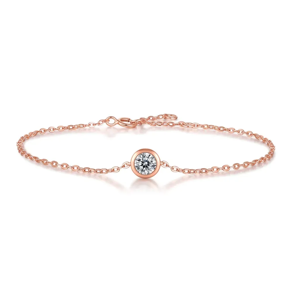 Stella Valentino Sterling Silver 18k Rose Gold Plated 0.50ct Lab Created Moissanite Solitaire Adjustable Bracelet sold by Reitmans product image thumbnail 2