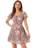 Allegra K- Floral V Neck Zipper Chiffon Dress sold by Reitmans