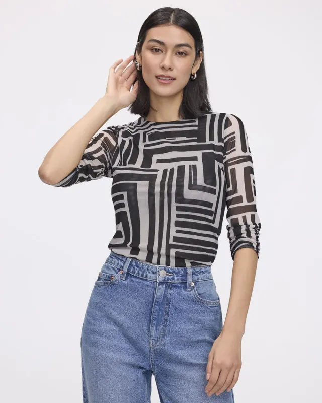 Long-Sleeve Crew-Neck Mesh Top sold by Reitmans