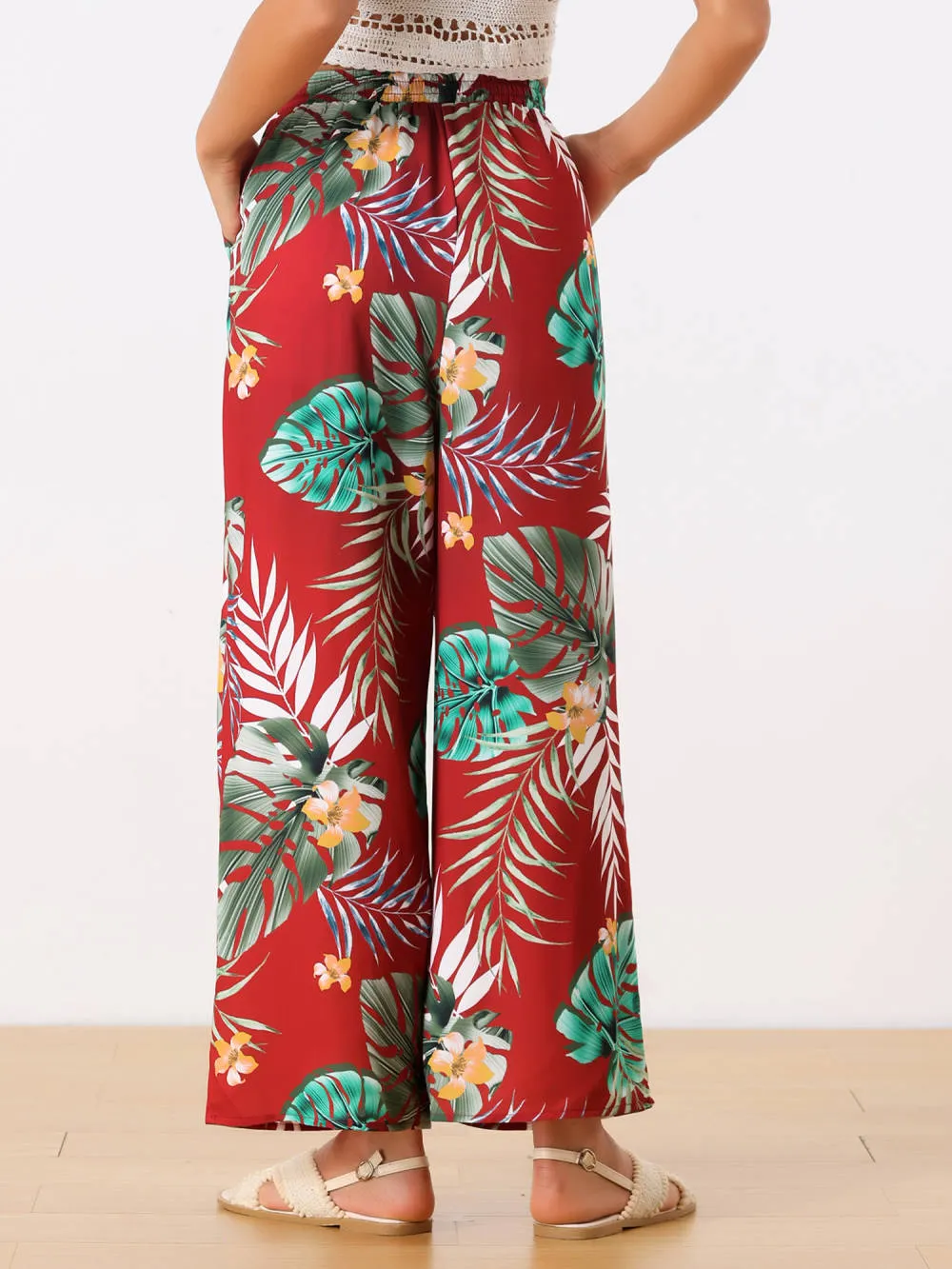 Allegra K- Drawstring Wide Leg Floral Beach Pants sold by Reitmans product image thumbnail 4