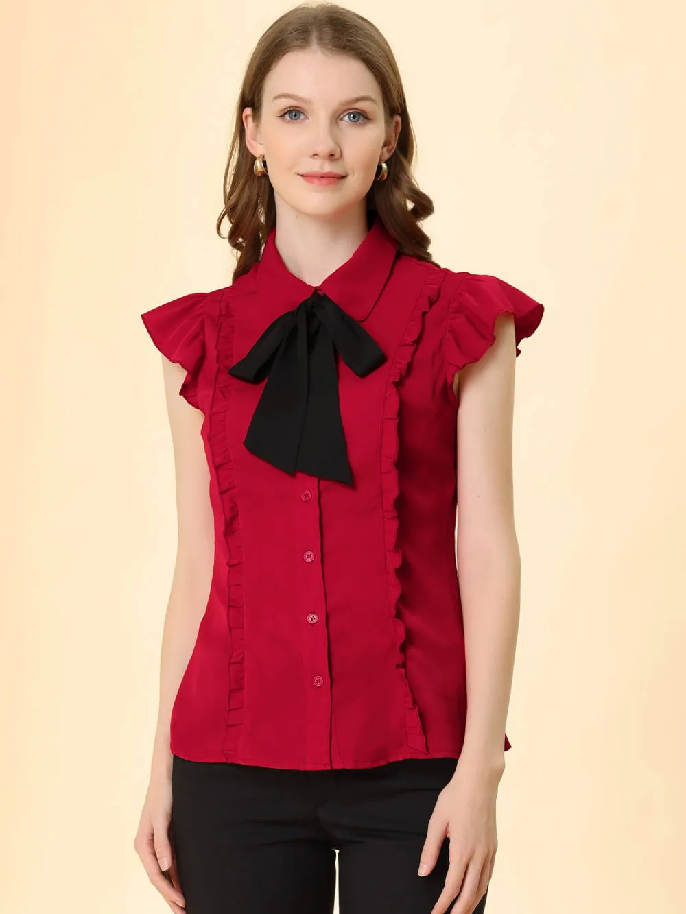 Allegra K- Ruffled Bow Tie Chiffon Shirt sold by Reitmans product image thumbnail 2