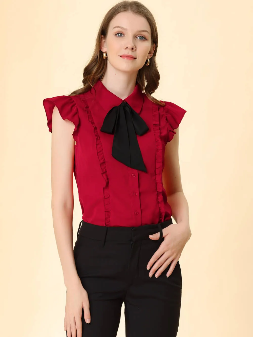 Allegra K- Ruffled Bow Tie Chiffon Shirt sold by Reitmans product image thumbnail 3