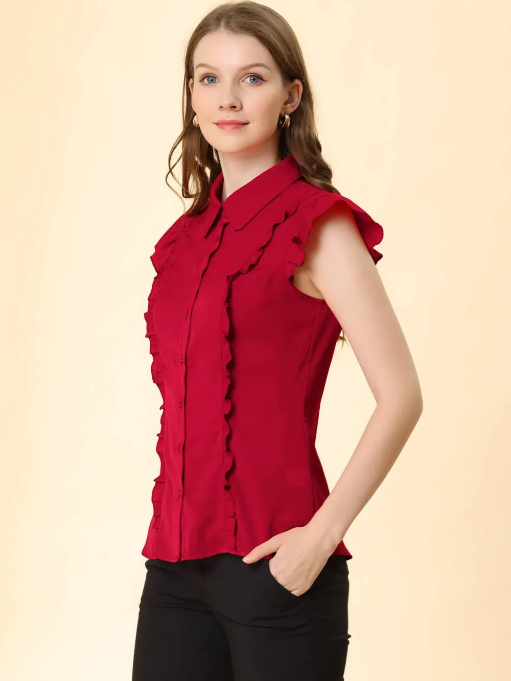 Allegra K- Ruffled Bow Tie Chiffon Shirt sold by Reitmans product image thumbnail 4