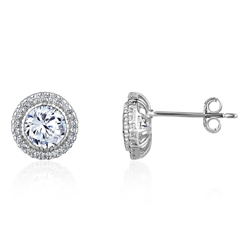Club Rochelier 5A Cubic Zirconia Geometric Halo Stud Earrings sold by Reitmans product image thumbnail 2