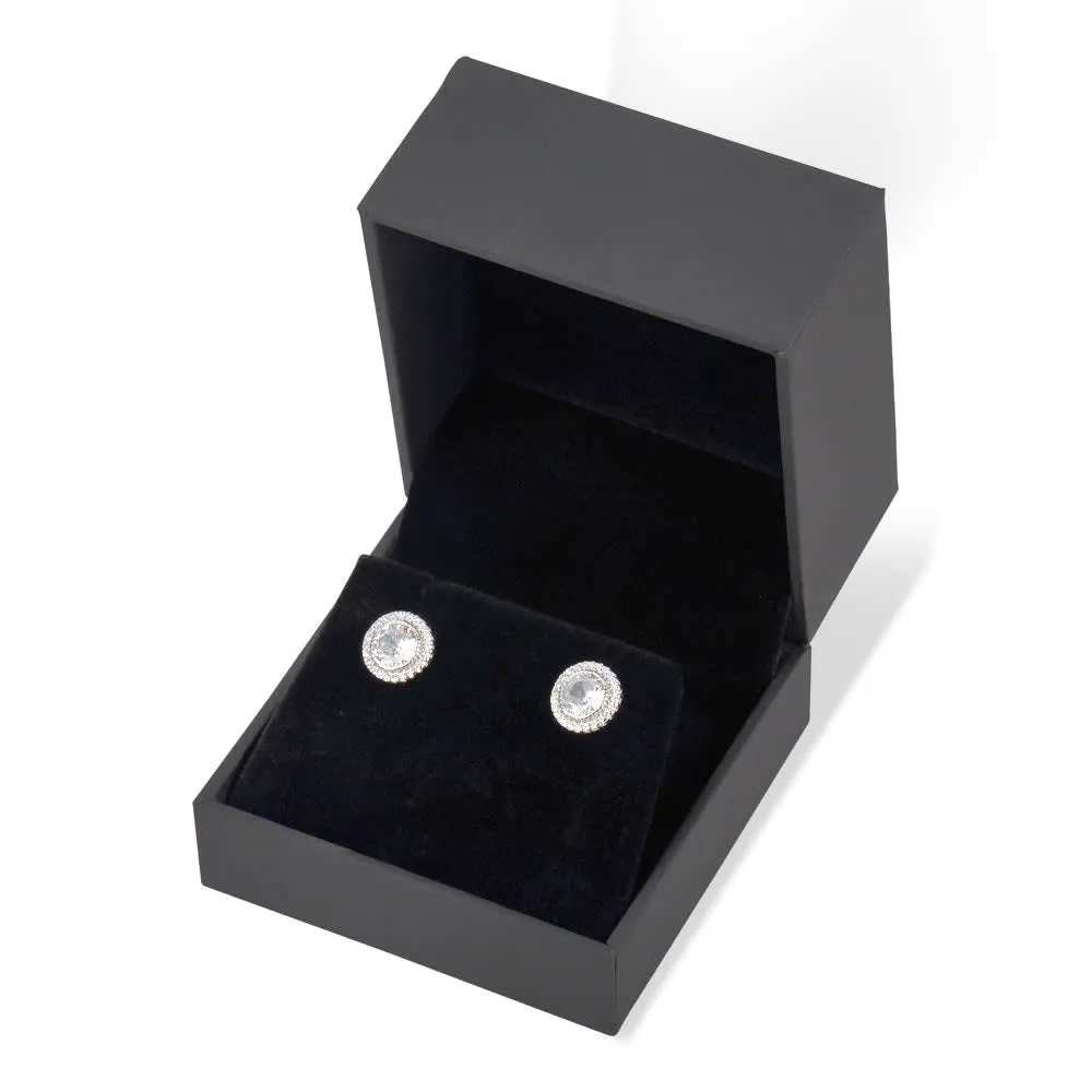 Club Rochelier 5A Cubic Zirconia Geometric Halo Stud Earrings sold by Reitmans product image thumbnail 4