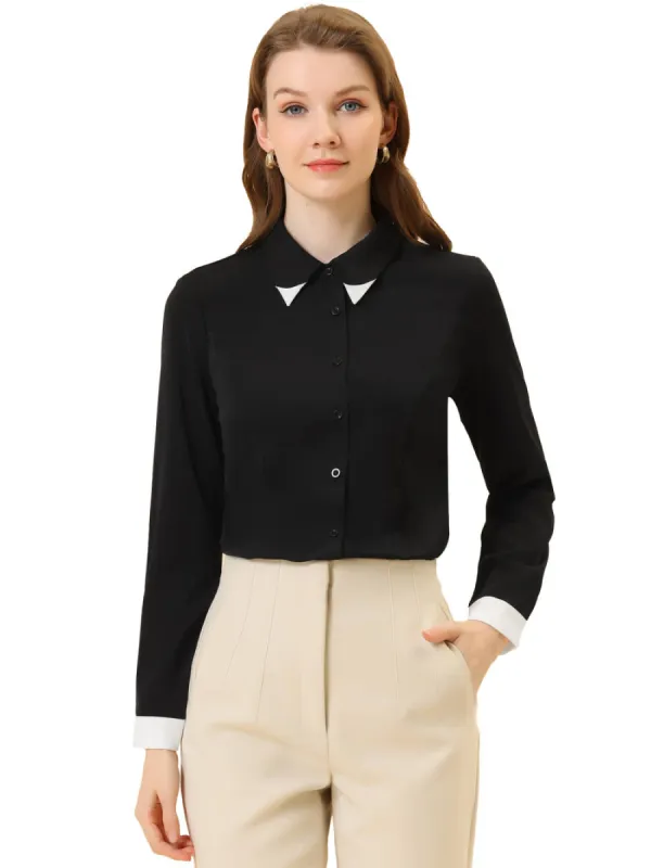 Allegra K - Contrast Point Collared Shirt sold by Reitmans