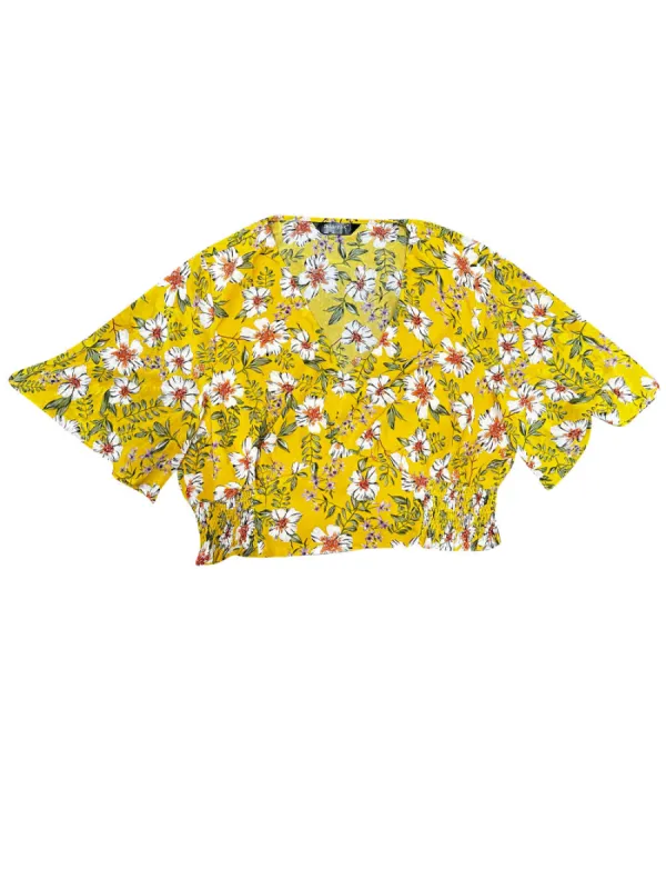 Allegra K - Floral V Neck Smocked Crop Top sold by Reitmans
