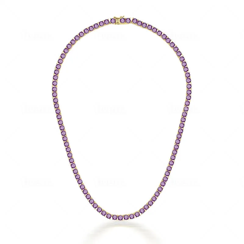 Genevive Sterling Silver with 3mm Colored Cubic Zirconia 16 Inch Tennis Necklace sold by Reitmans