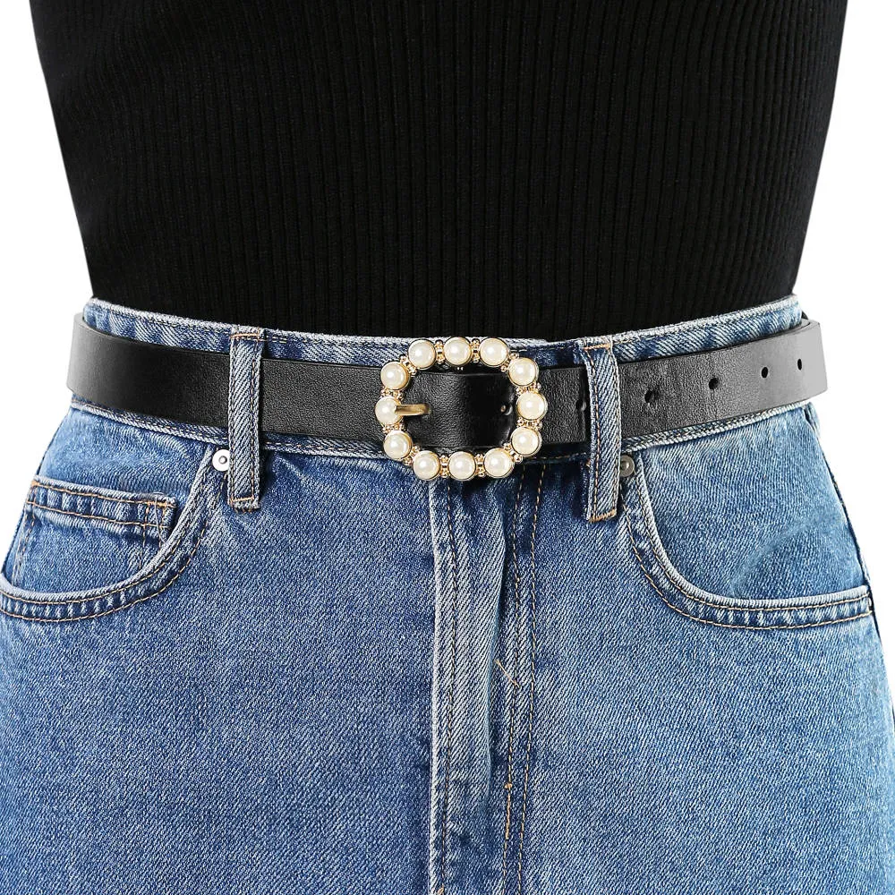 Allegra K- Pearl Waistband Skinny Leather Pin Buckle Belt sold by Reitmans product image thumbnail 3