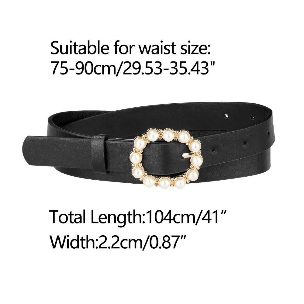 Allegra K- Pearl Waistband Skinny Leather Pin Buckle Belt sold by Reitmans product image thumbnail 4
