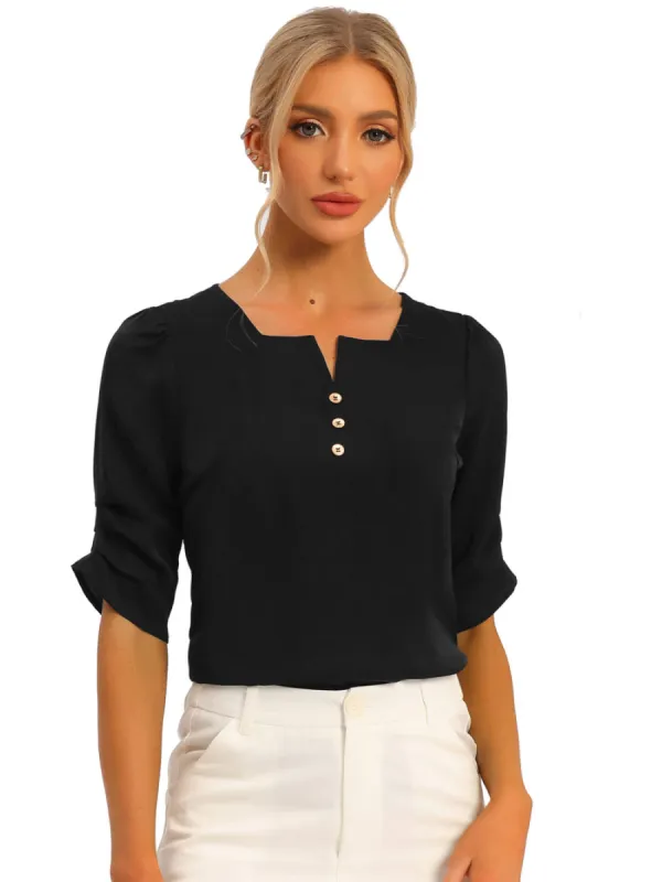 Allegra K - Pleated Ruched Sleeve Chiffon Blouse sold by Reitmans