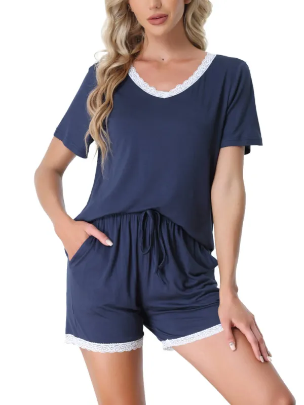 cheibear - Lounge Top and Shorts Summer Nightwear made by Reitmans