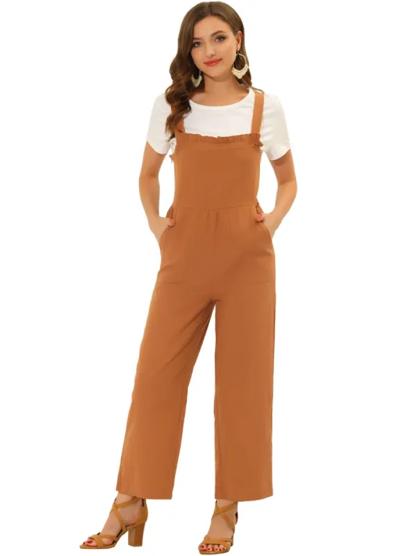 Allegra K - Cotton Vintage Wide Leg Overall Jumpsuit made by Reitmans