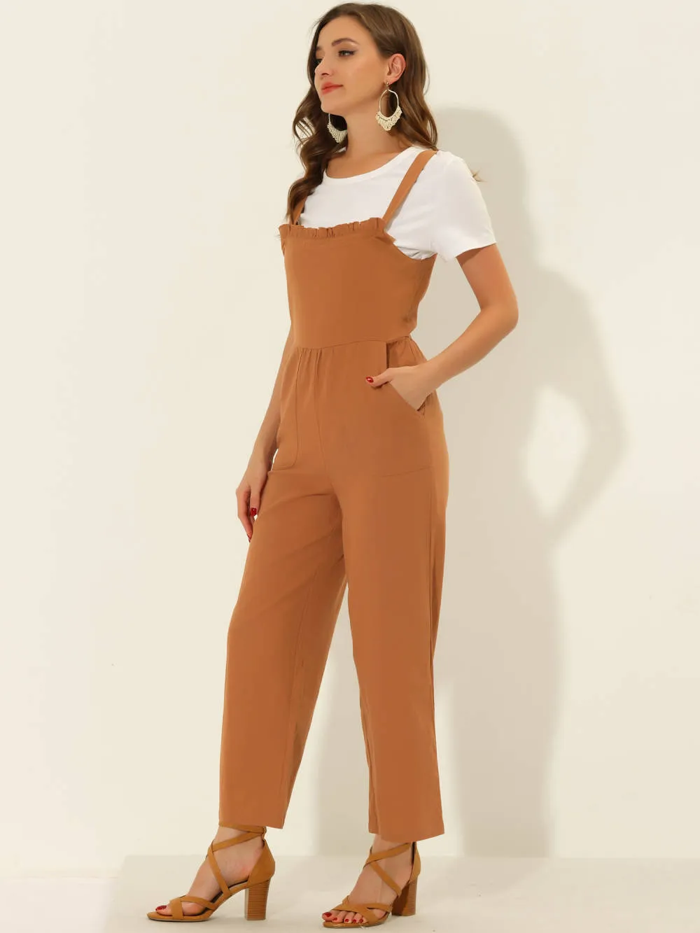 Allegra K - Cotton Vintage Wide Leg Overall Jumpsuit sold by Reitmans product image thumbnail 3