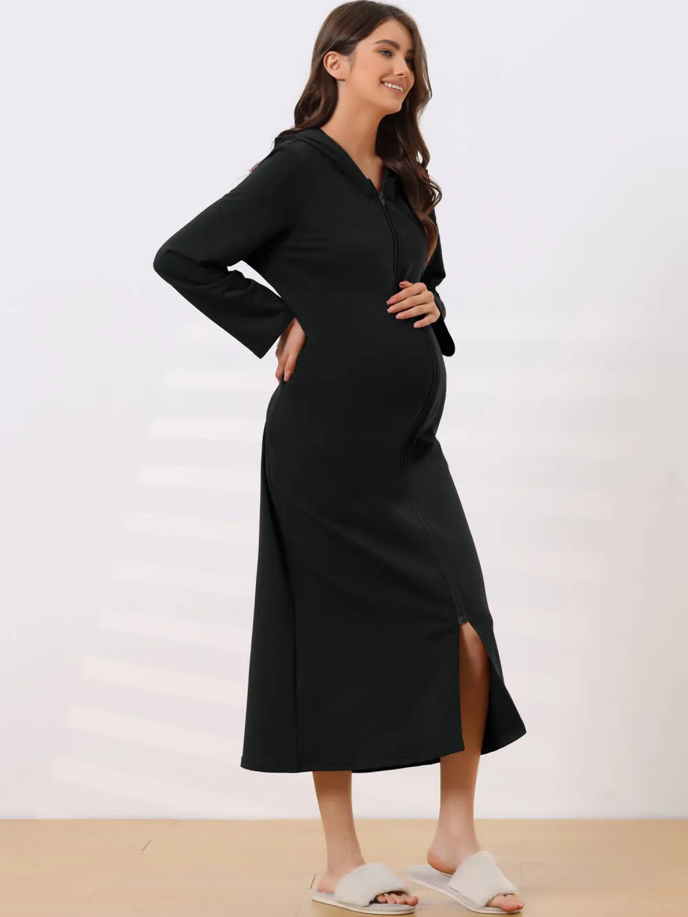 cheibear - Zip Front Hooded Long Nightshirt sold by Reitmans product image thumbnail 2