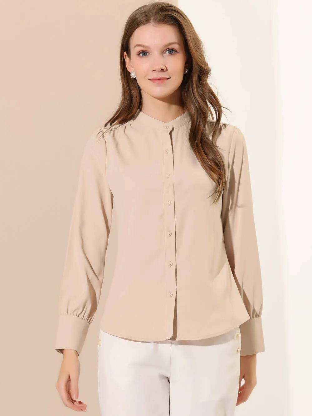 Allegra K- Stand Collar Long Sleeve Shirt sold by Reitmans product image thumbnail 3