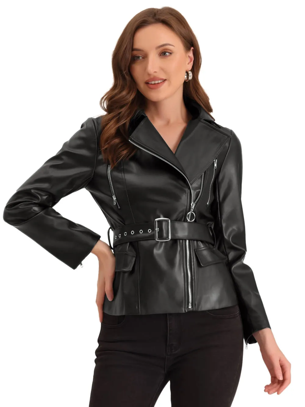 Allegra K- Faux Leather PU Biker Jackets sold by Reitmans product image thumbnail 2