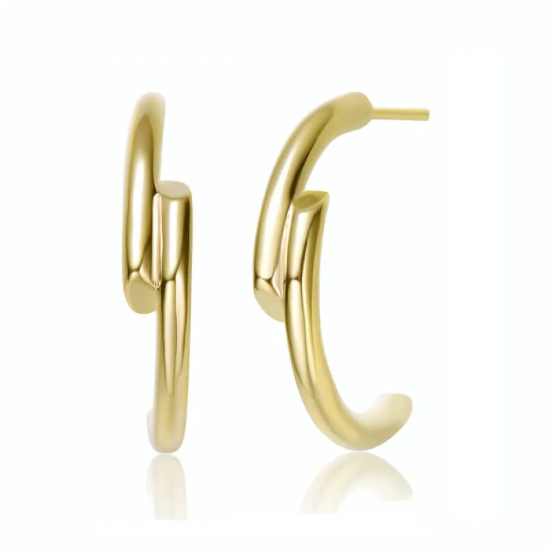 Rachel Glauber 14K Gold Plated Open Hoop Earrings sold by Reitmans