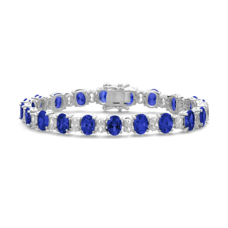 Genevive Sterling Silver with Oval Colored & Clear Cubic Zirconia Tennis Bracelet sold by Reitmans