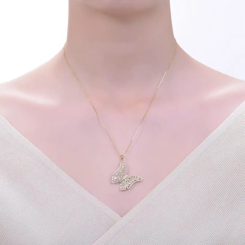 Rachel Glauber 14K Gold Plated with Clear Cubic Zirconia Butterfly Pendant Necklace sold by Reitmans product image thumbnail 2