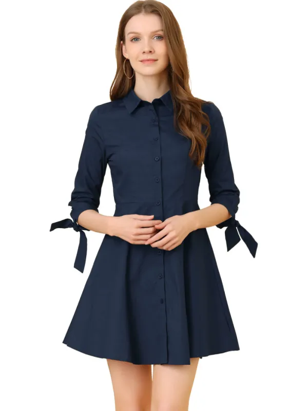 Allegra K- Turn Down Collar Cotton Shirt Dress sold by Reitmans
