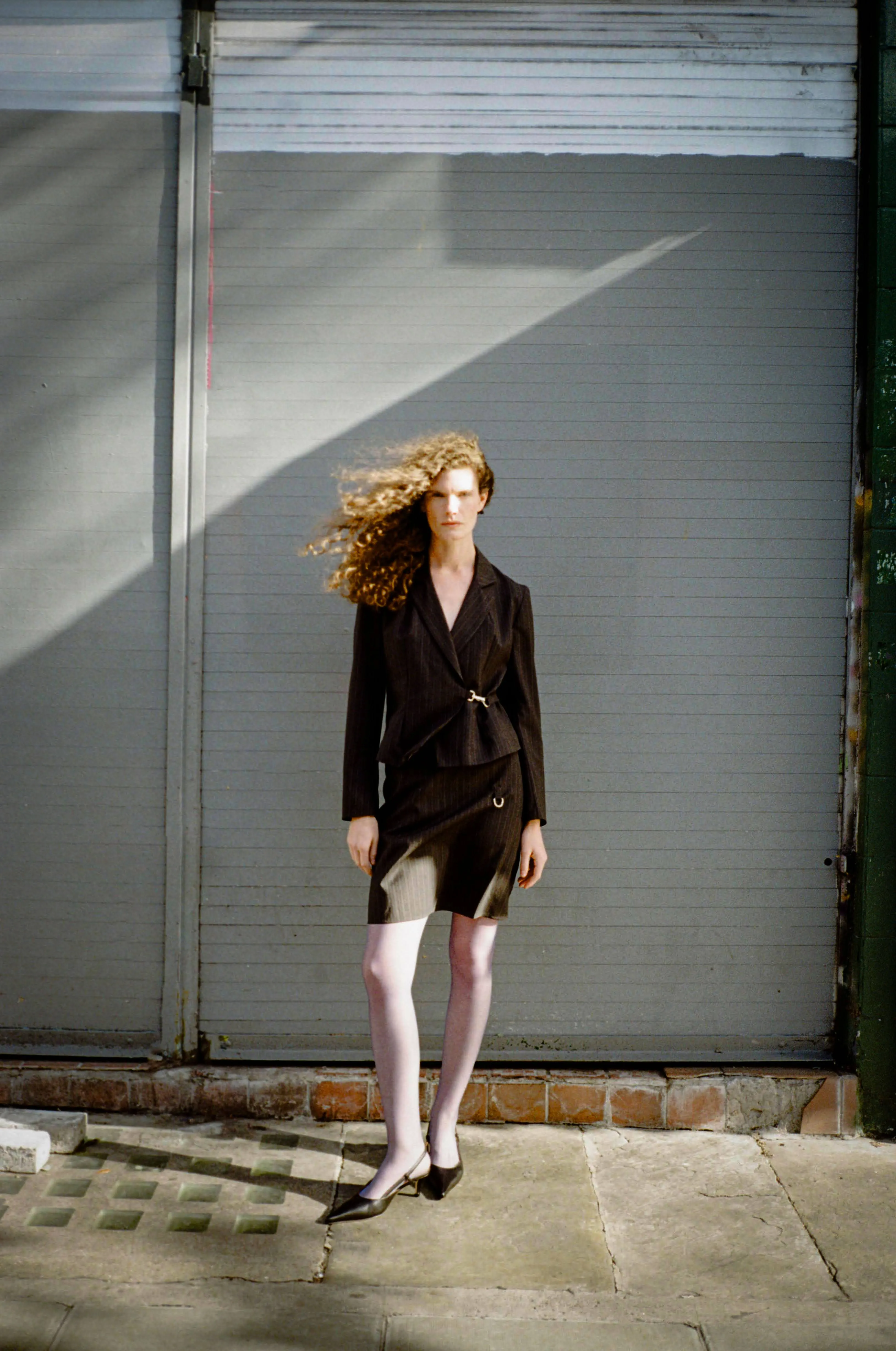 Camille Skirt Wool Suiting Stripe Grey sold by Rejina Pyo product image thumbnail 2