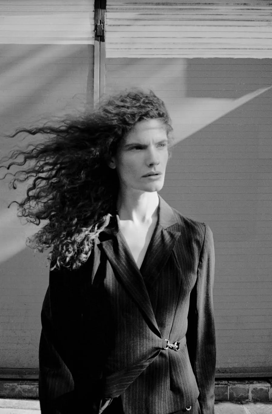 Sylvia Jacket Wool Suiting Stripe Grey sold by Rejina Pyo product image thumbnail 2