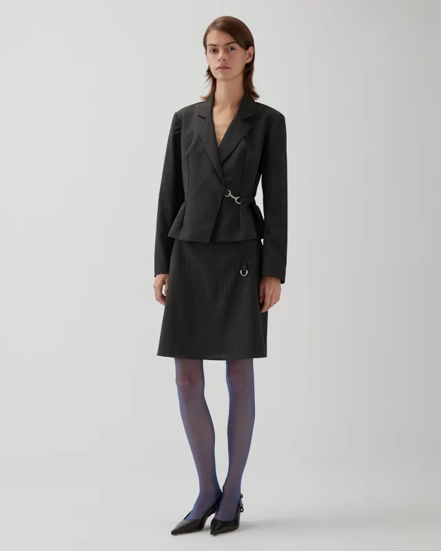 Sylvia Jacket Wool Suiting Stripe Grey sold by Rejina Pyo