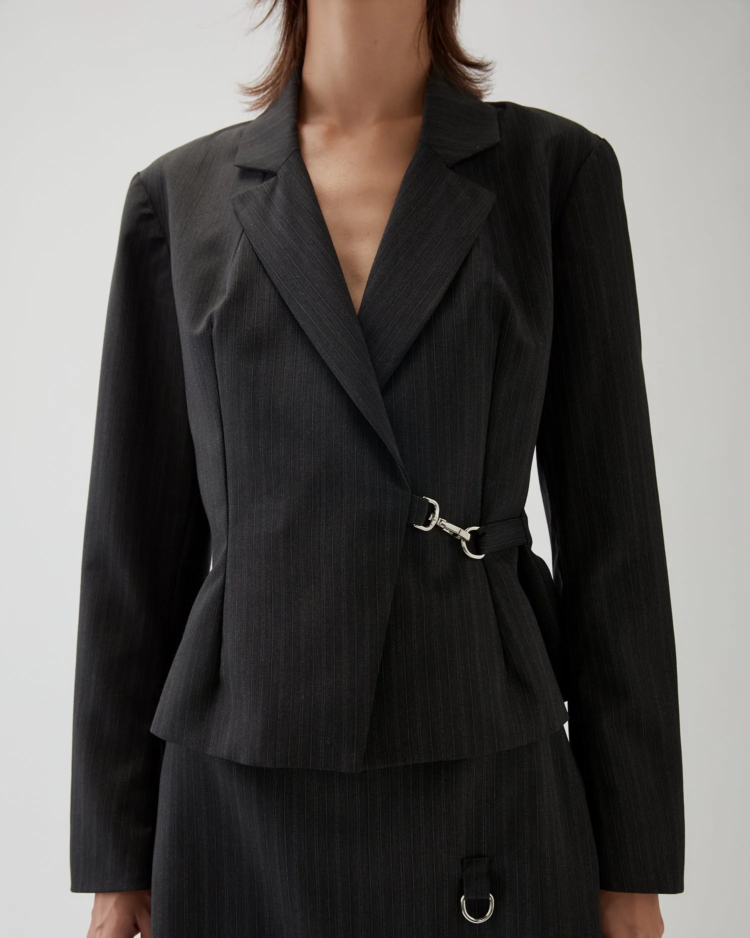 Sylvia Jacket Wool Suiting Stripe Grey sold by Rejina Pyo product image thumbnail 3