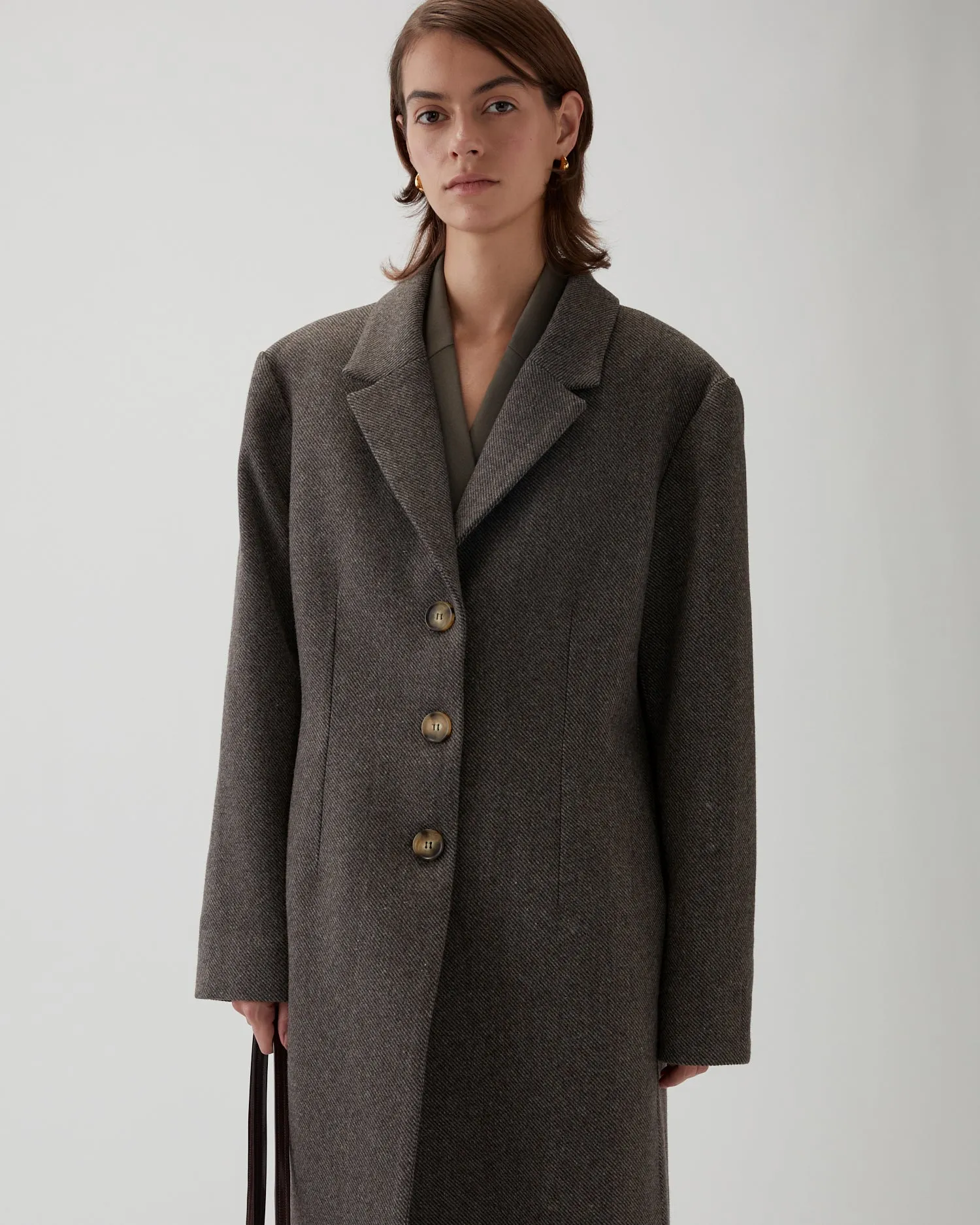Jolene Coat Wool Blend Twill Mole Brown sold by Rejina Pyo product image thumbnail 3