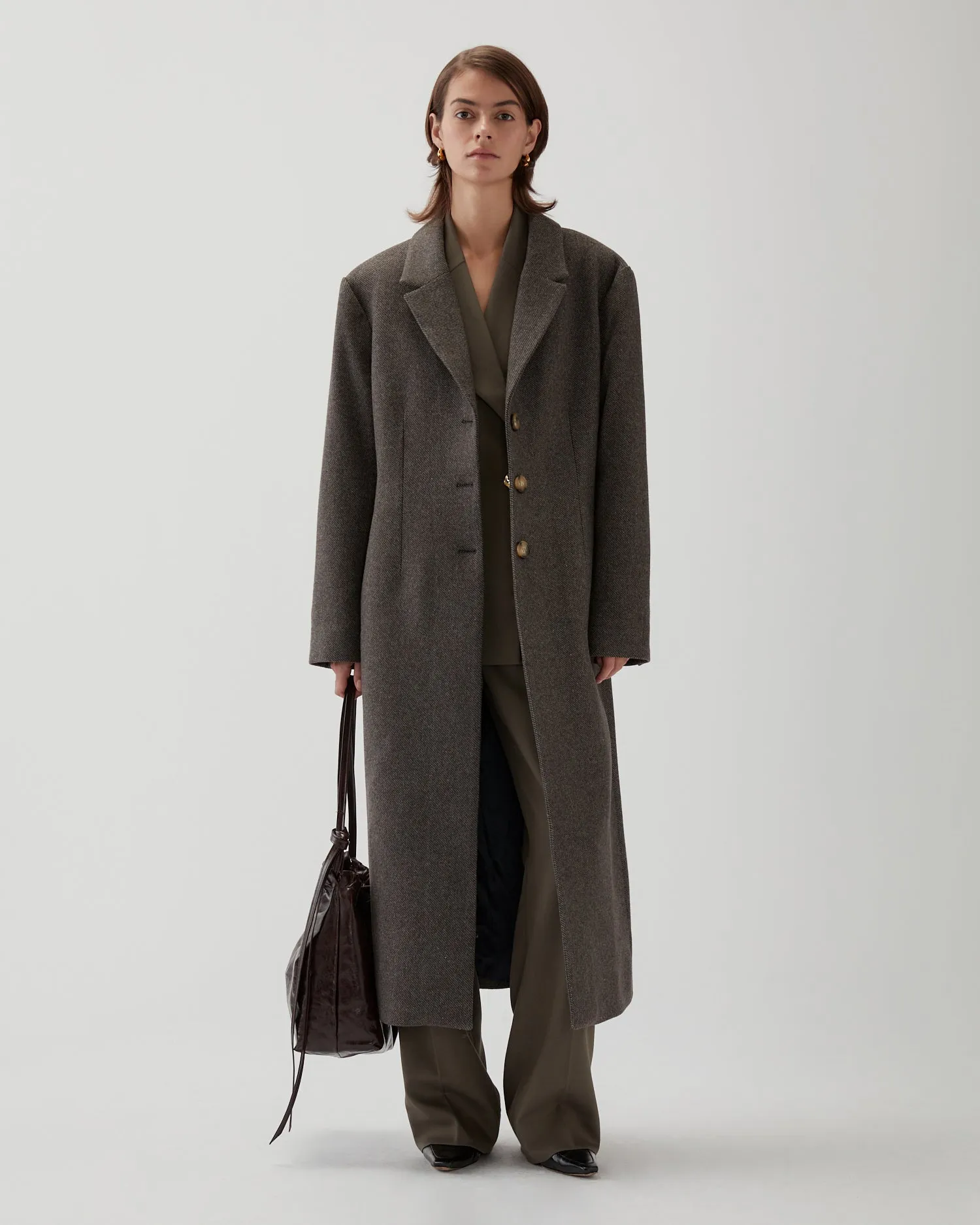Jolene Coat Wool Blend Twill Mole Brown sold by Rejina Pyo