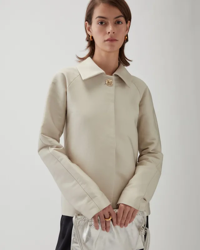 Paola Jacket Sateen Cotton Blend Twill Pearl made by Rejina Pyo