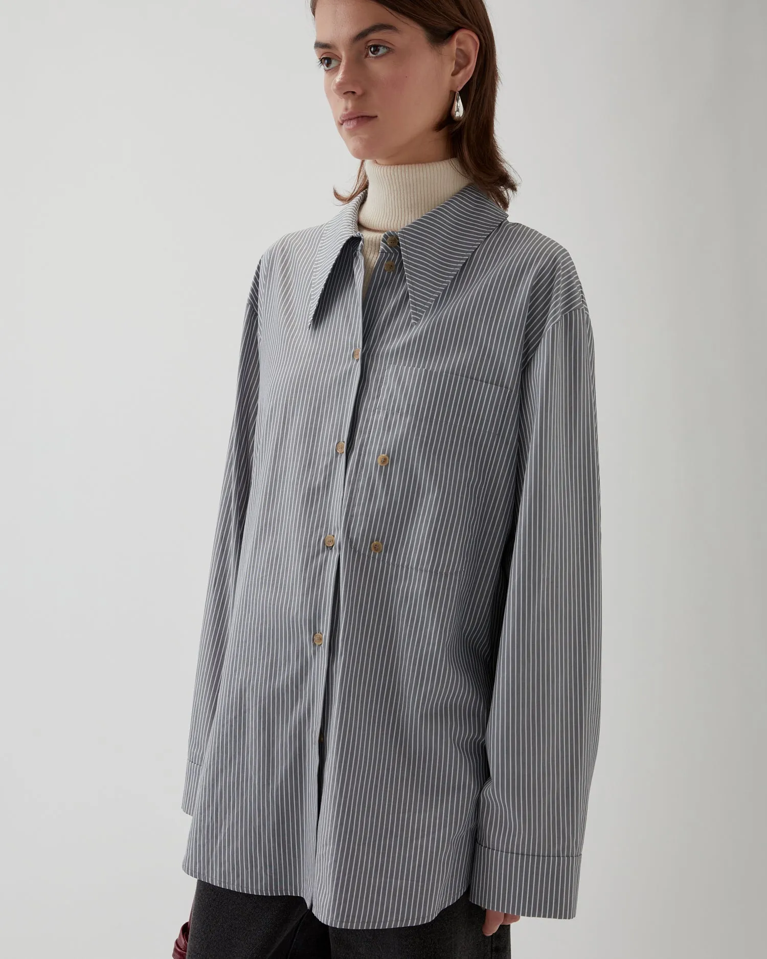 Ellis Shirt Cotton Stripe Grey sold by Rejina Pyo product image thumbnail 3