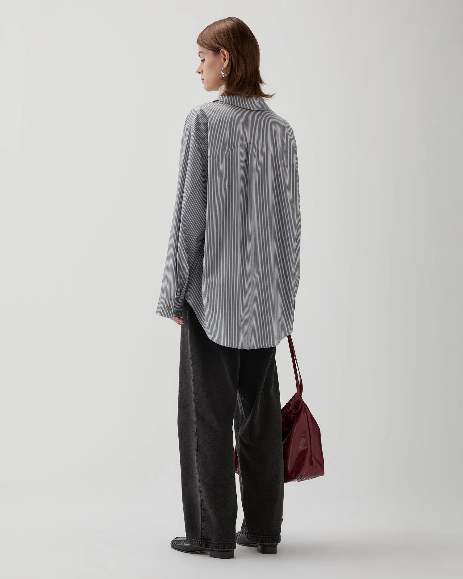 Ellis Shirt Cotton Stripe Grey sold by Rejina Pyo product image thumbnail 4