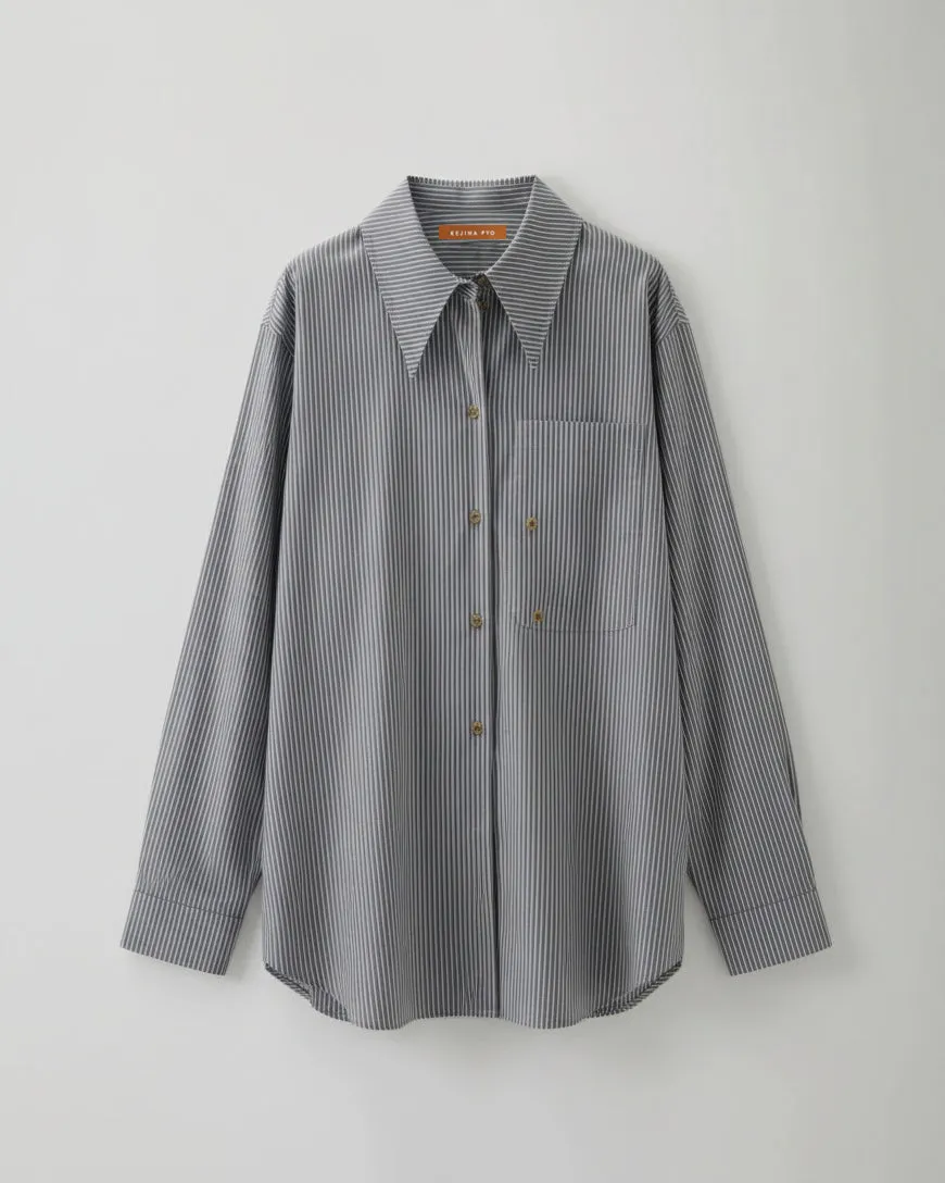 Ellis Shirt Cotton Stripe Grey sold by Rejina Pyo product image thumbnail 2