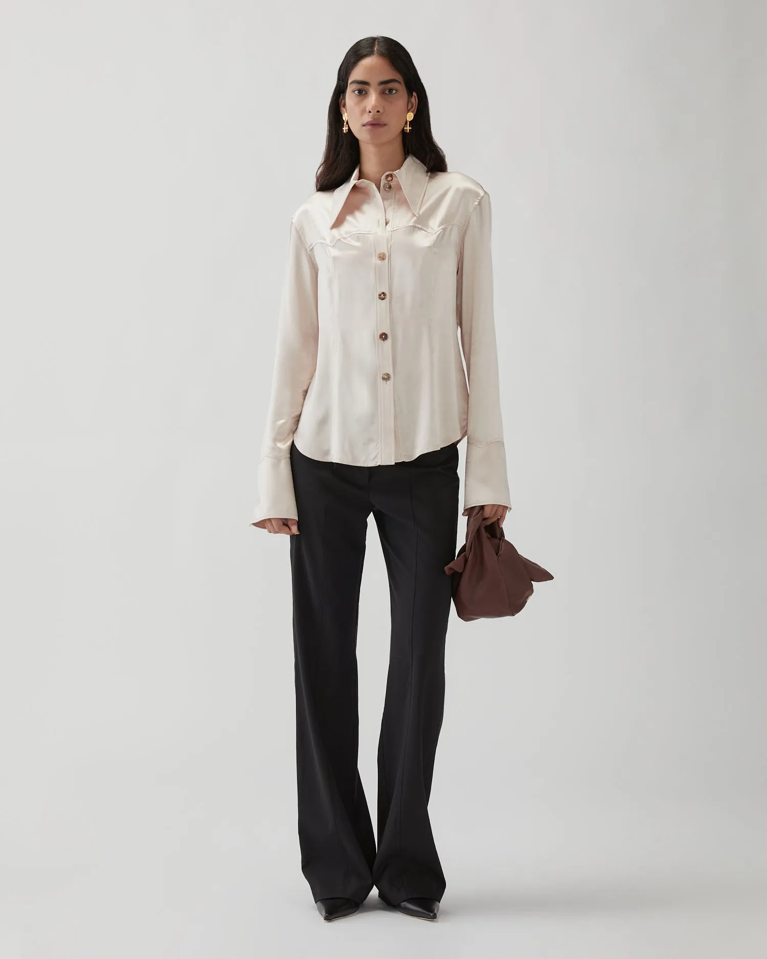 Camilla Shirt Satin Viscose Parchment sold by Rejina Pyo product image thumbnail 3