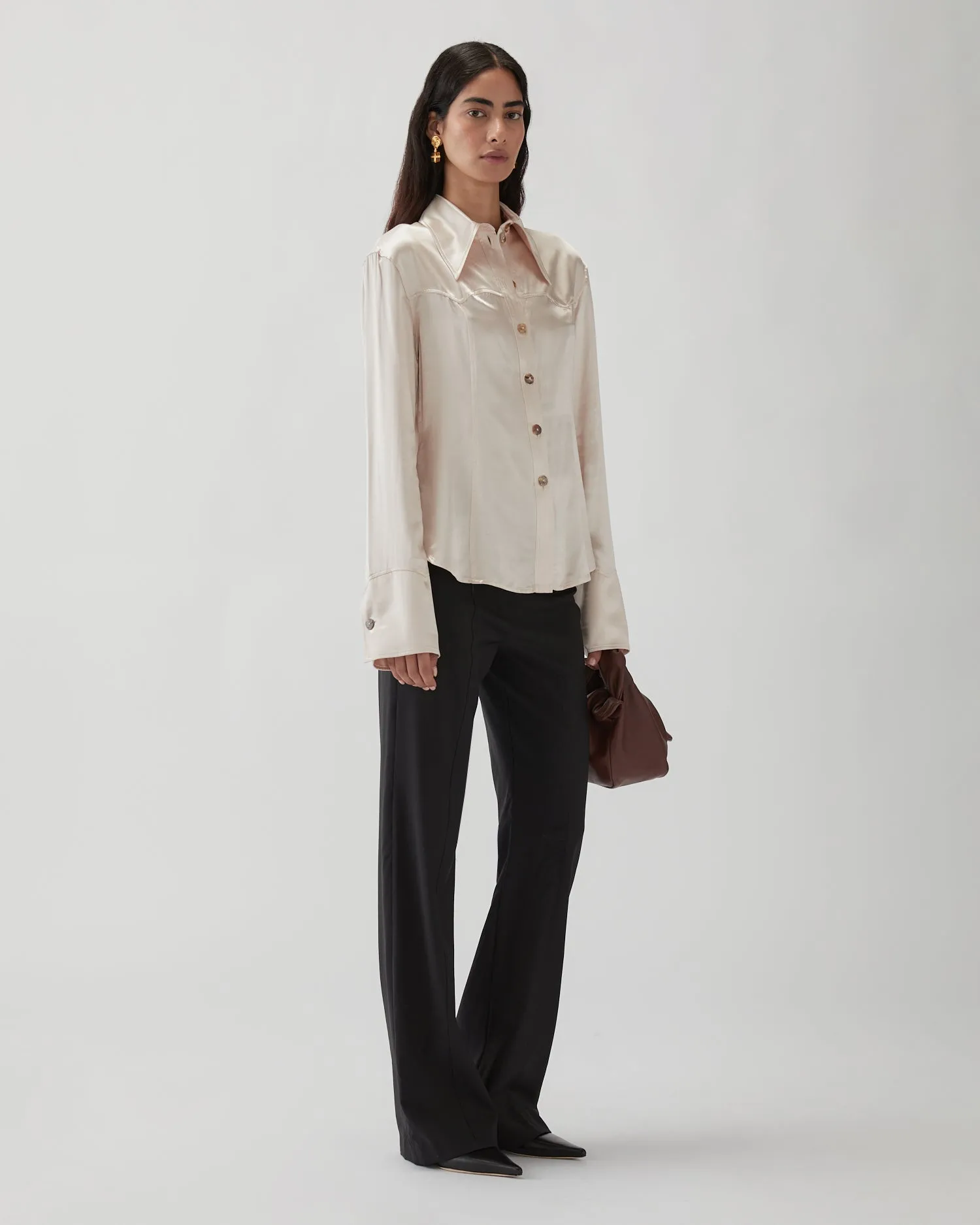 Camilla Shirt Satin Viscose Parchment sold by Rejina Pyo product image thumbnail 5