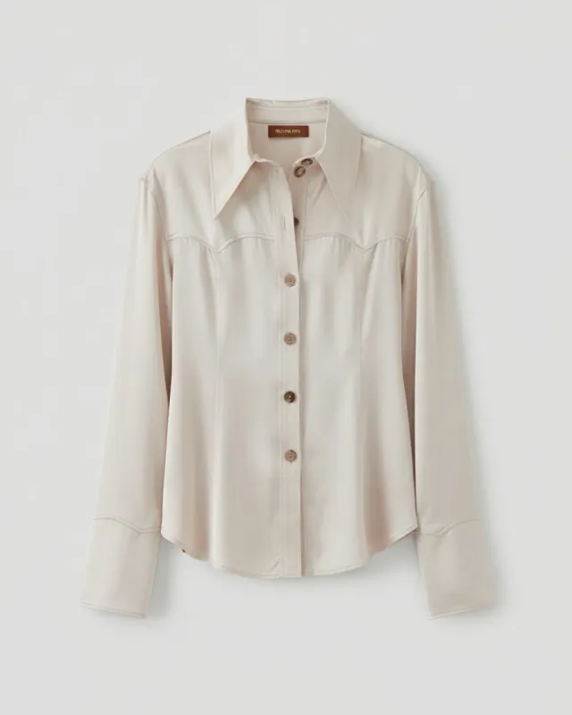 Camilla Shirt Satin Viscose Parchment sold by Rejina Pyo