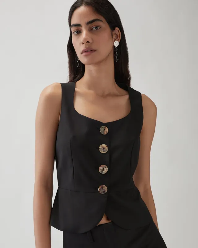 Eunice Vest Wool Suiting Black made by Rejina Pyo
