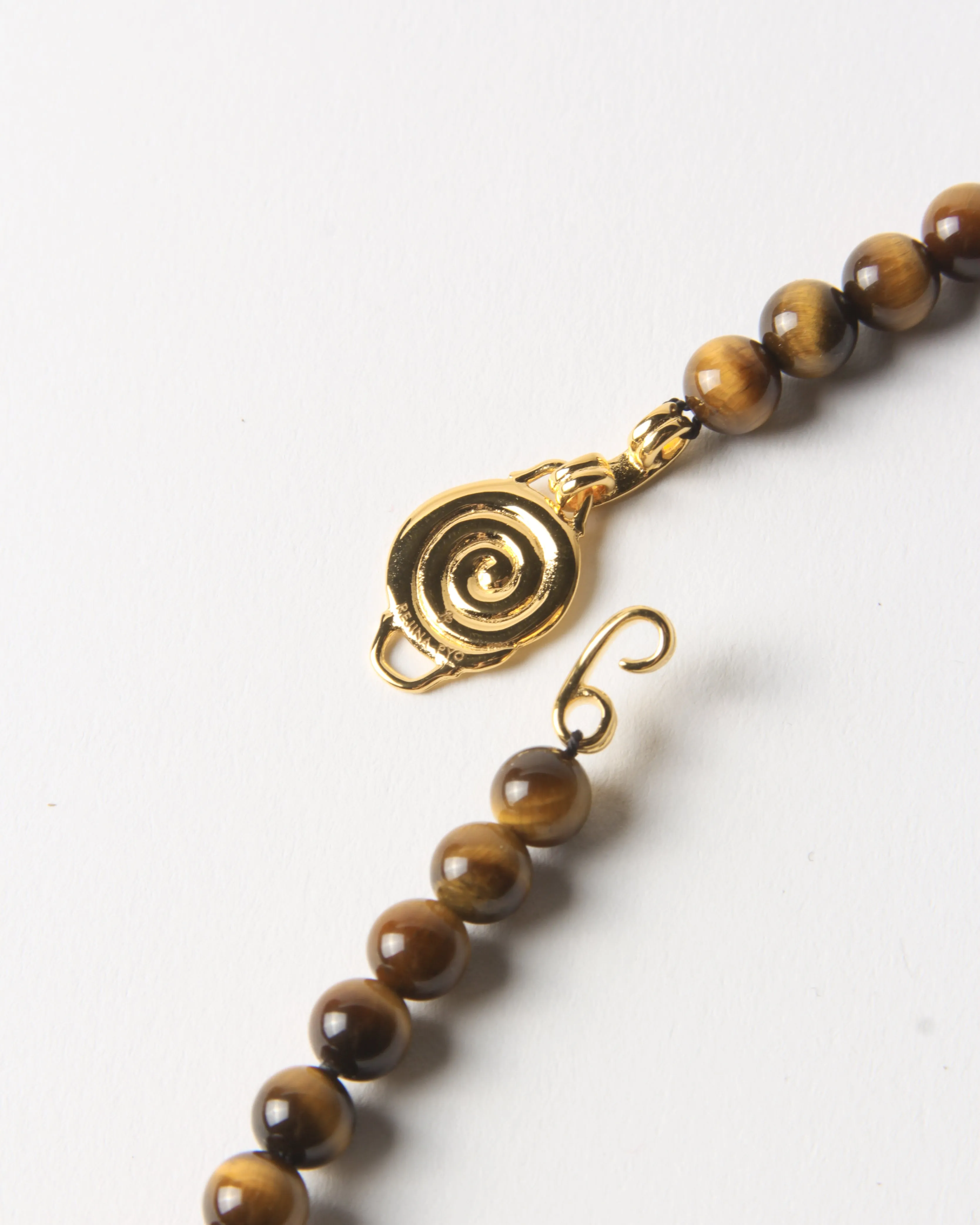 Petite Beaded Swirl Necklace Gold Plated with Tiger's Eye sold by Rejina Pyo product image thumbnail 3