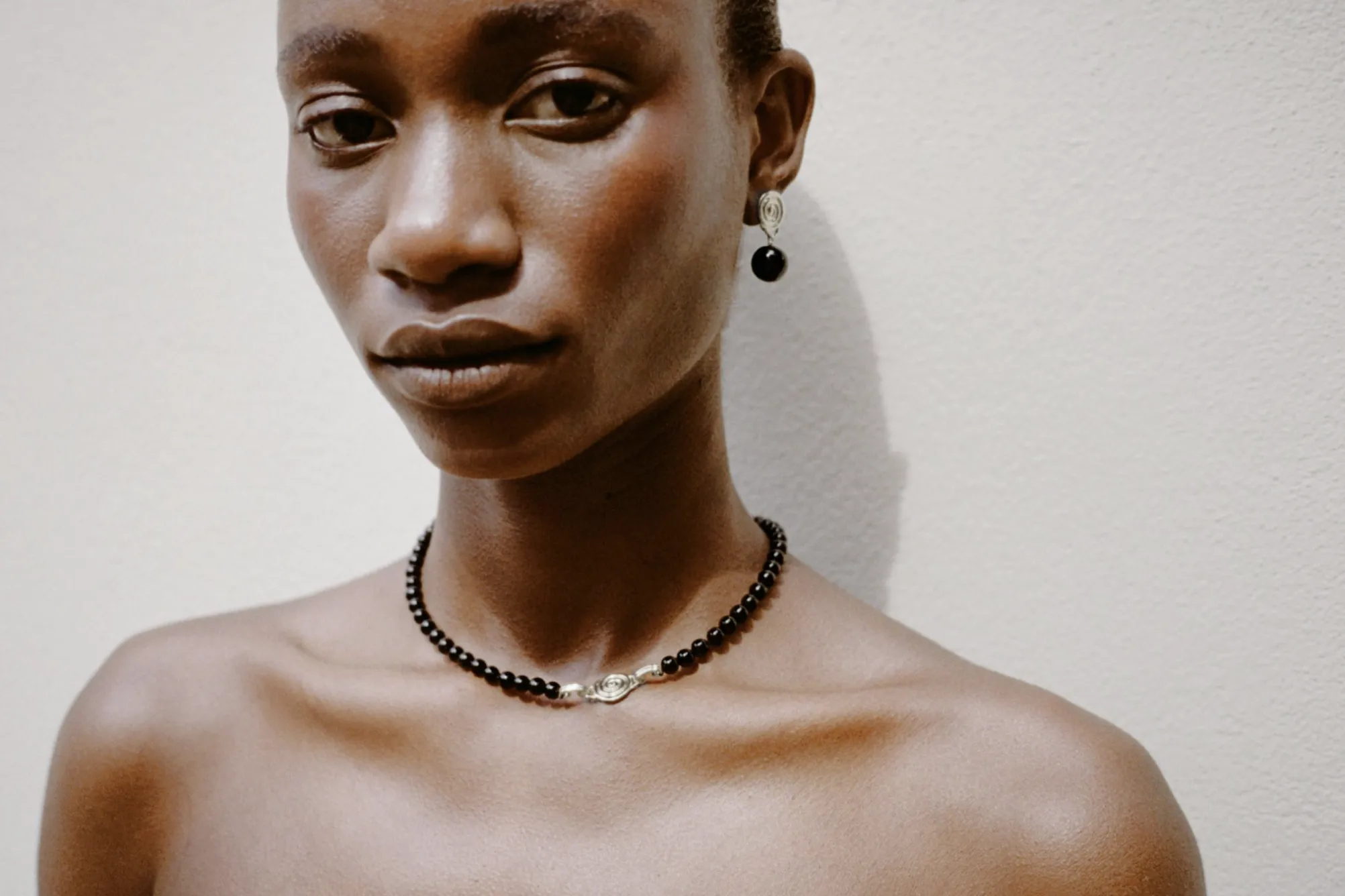 Swirl Bead Earrings Silver Plated with Onyx sold by Rejina Pyo product image thumbnail 2