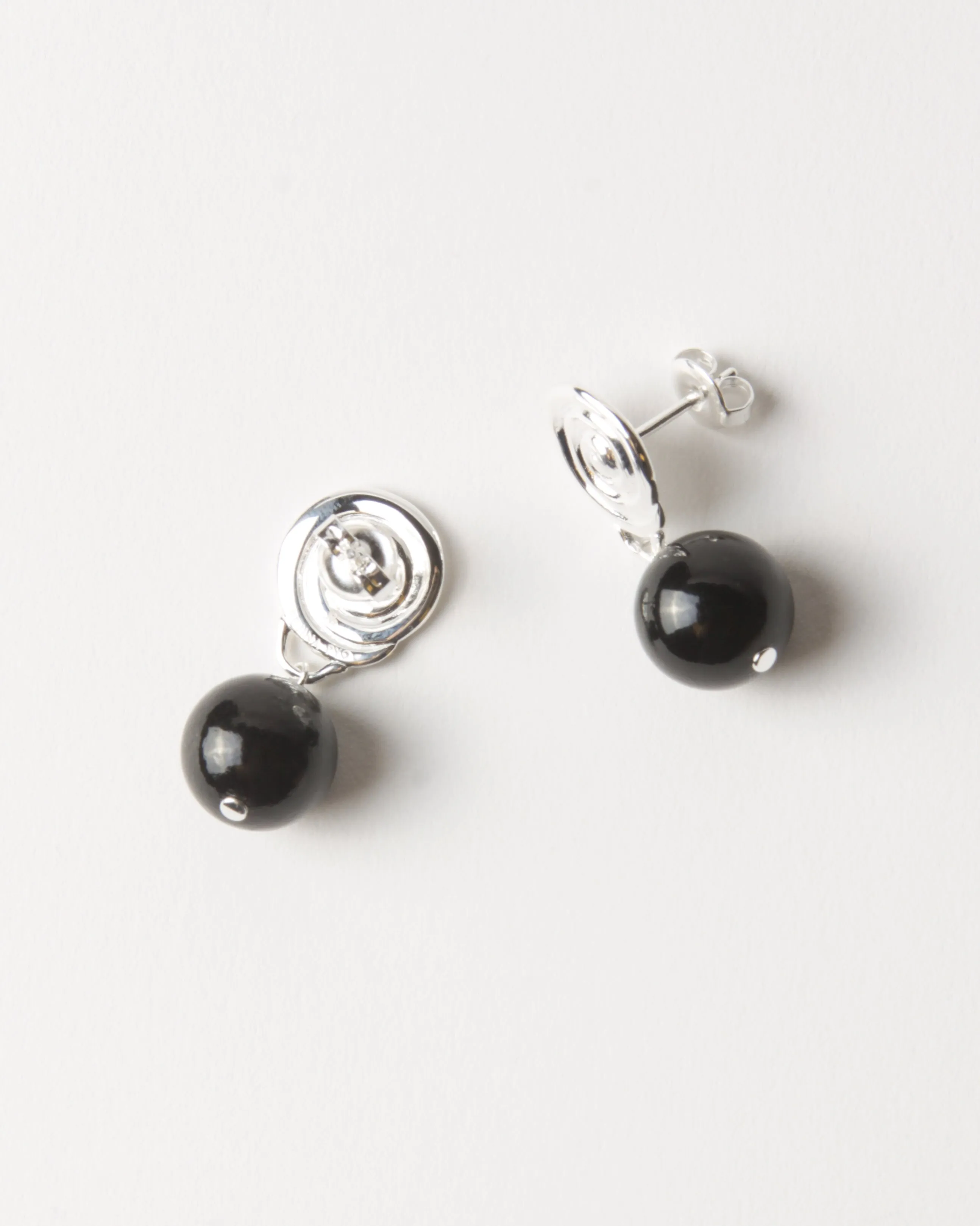 Swirl Bead Earrings Silver Plated with Onyx sold by Rejina Pyo product image thumbnail 3