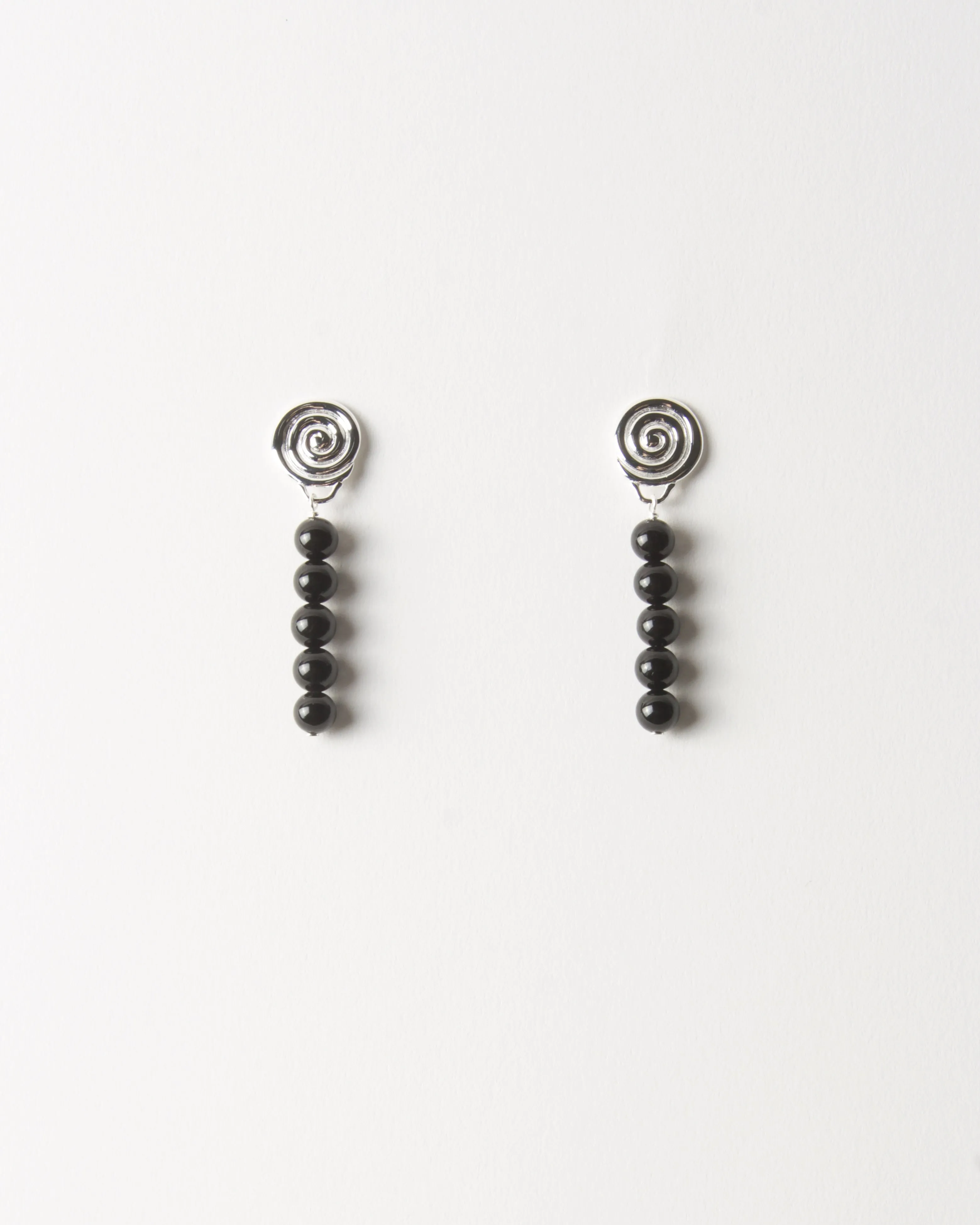 Swirl Petite Droplet Earrings Silver Plated with Onyx sold by Rejina Pyo