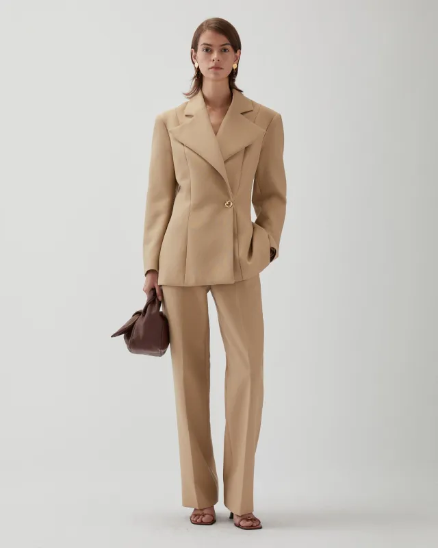 Leila Blazer Cotton Silk Double-face Beige sold by Rejina Pyo