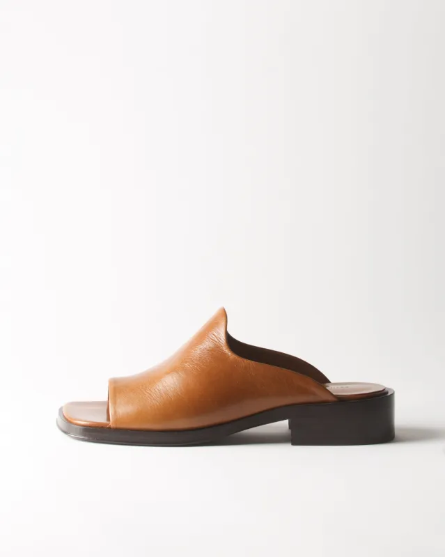 Flat Mule Leather Camel sold by Rejina Pyo