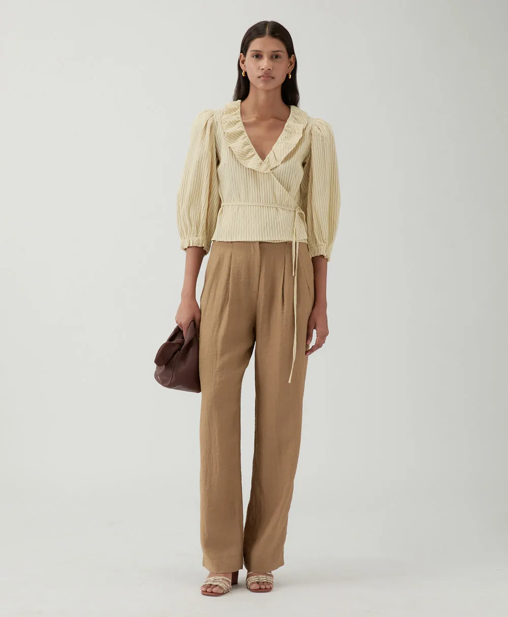 Luna Blouse Cotton Seersucker Stripe Yellow sold by Rejina Pyo