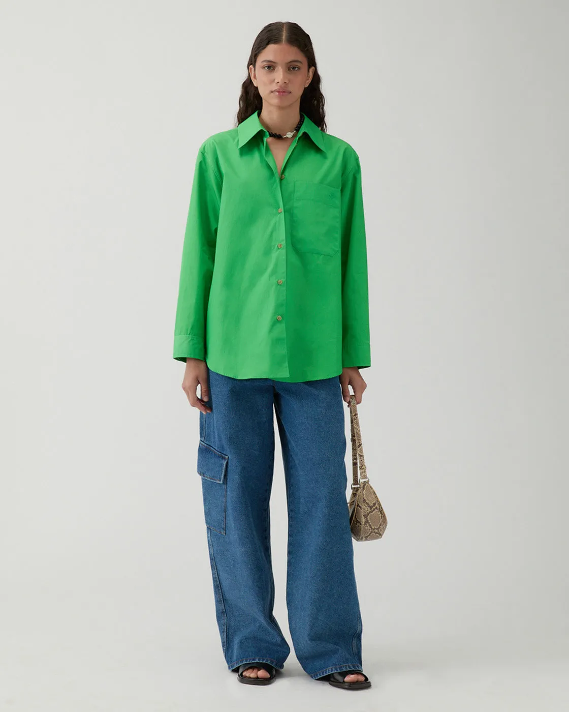 Caprice Shirt Cotton Green sold by Rejina Pyo